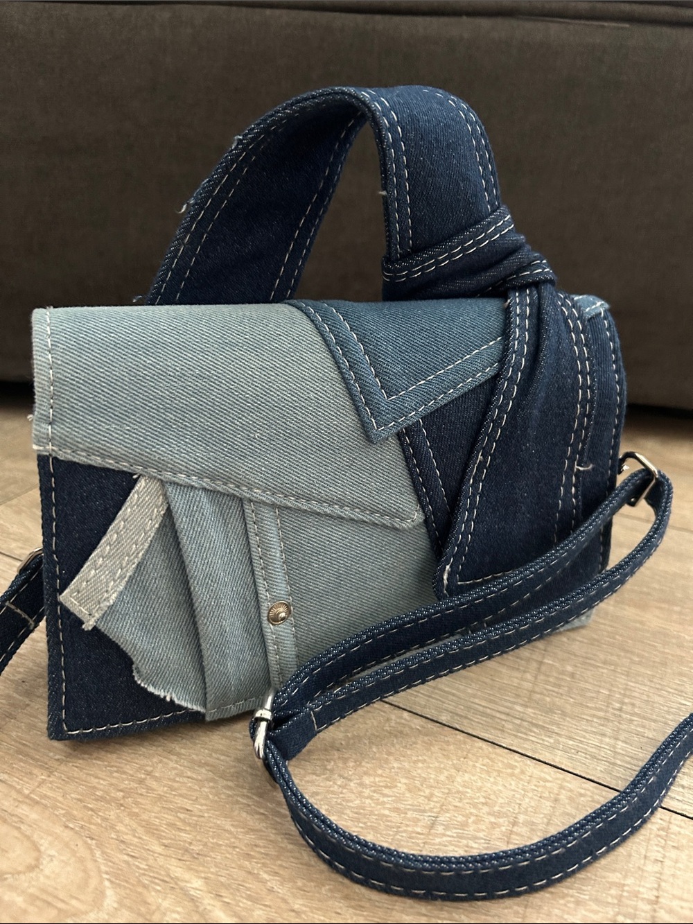 Two-Tone Denim Patchwork Mini - Picture 2 of 5